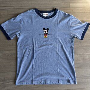 Hong Kong‎ Disneyland T Shirt Ringer Tee Short Sleeve Blue Women’s Large